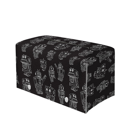 Black And White Robot Pattern Print Leather Tissue Box Cover