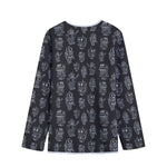 Black And White Robot Pattern Print Long Sleeve Short Coat