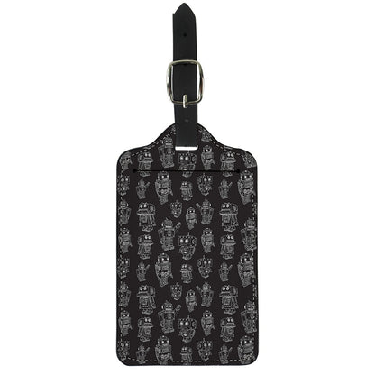 Black And White Robot Pattern Print Luggage Tag