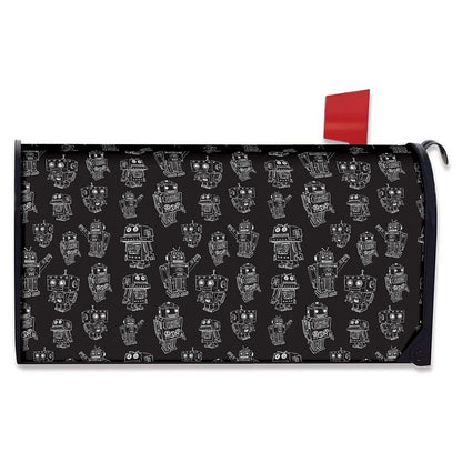 Black And White Robot Pattern Print Mailbox Cover