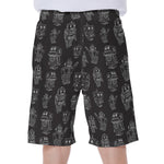 Black And White Robot Pattern Print Men's Beach Shorts