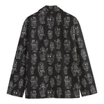 Black And White Robot Pattern Print Men's Blazer