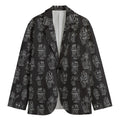 Black And White Robot Pattern Print Men's Cotton Blazer