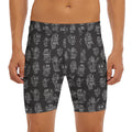 Black And White Robot Pattern Print Men's Long Boxer Briefs