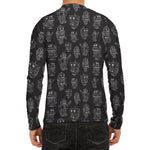Black And White Robot Pattern Print Men's Long Sleeve Rash Guard