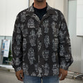 Black And White Robot Pattern Print Men's Shirt Jacket