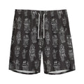 Black And White Robot Pattern Print Men's Athletic Shorts