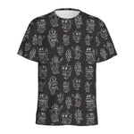 Black And White Robot Pattern Print Men's Sports T-Shirt