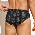 Black And White Robot Pattern Print Men's Swim Briefs