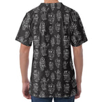 Black And White Robot Pattern Print Men's Velvet T-Shirt