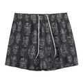 Black And White Robot Pattern Print Mesh Shorts
