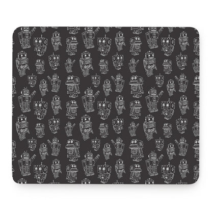 Black And White Robot Pattern Print Mouse Pad