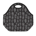 Black And White Robot Pattern Print Neoprene Lunch Bag