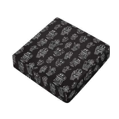 Black And White Robot Pattern Print Outdoor Seat Cushion Cover
