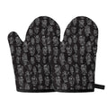 Black And White Robot Pattern Print Oven Mitts