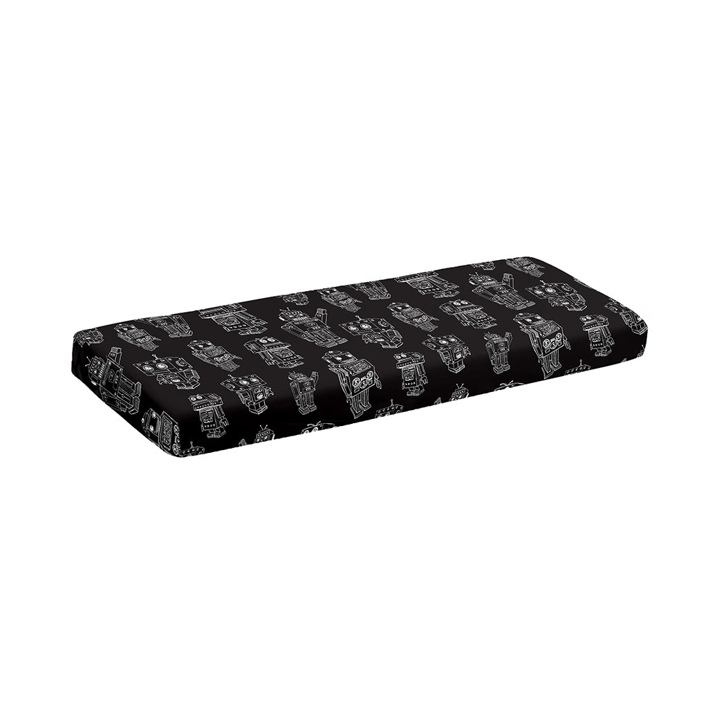 Black And White Robot Pattern Print Piano Keyboard Cover
