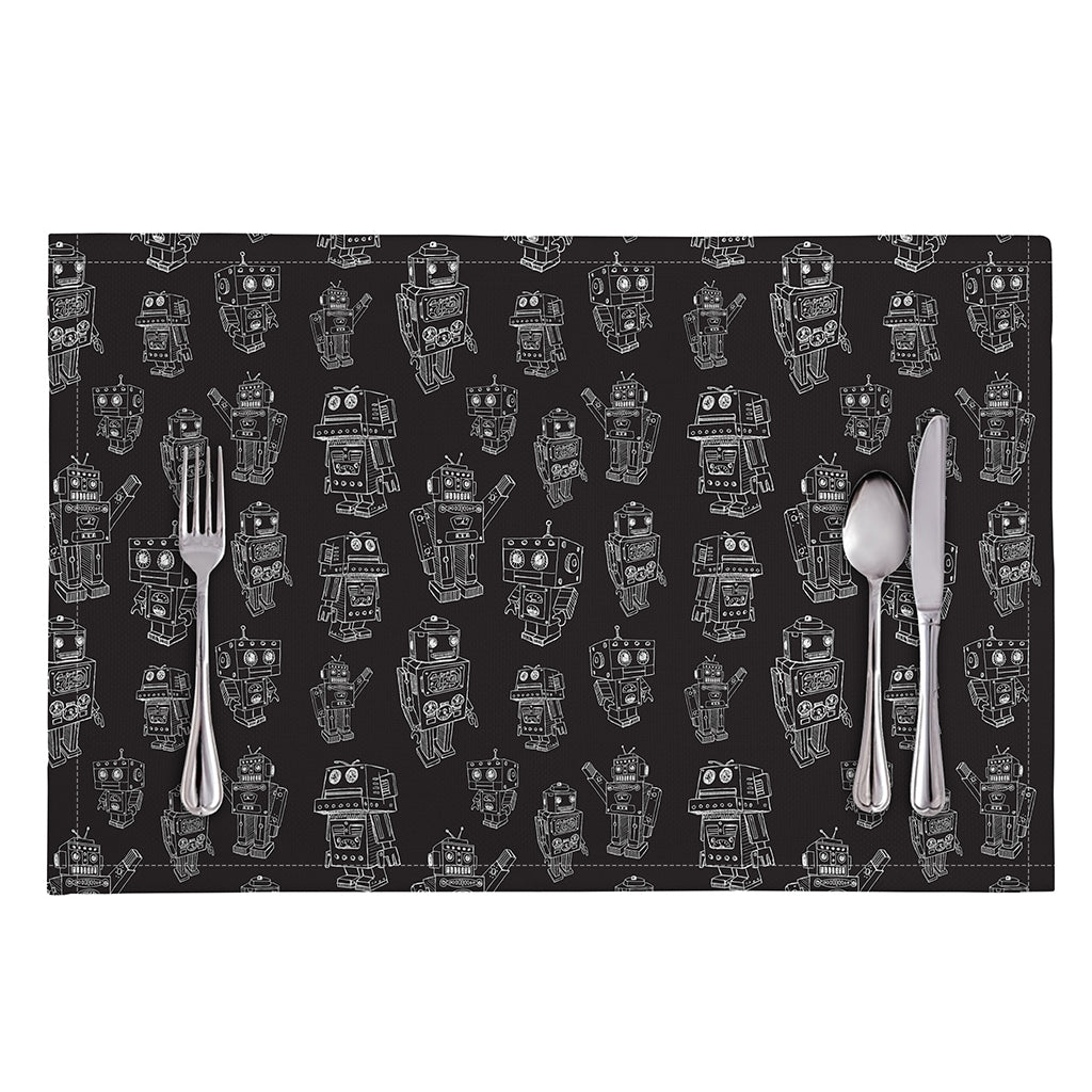 Black And White Robot Pattern Print Placemat