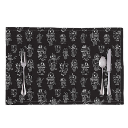 Black And White Robot Pattern Print Placemat