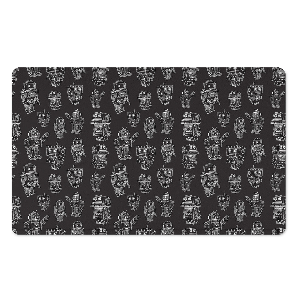 Black And White Robot Pattern Print Polyester Doormat