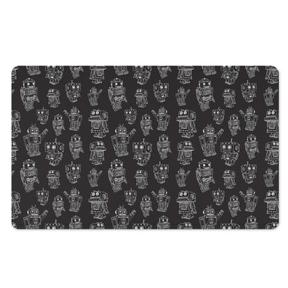 Black And White Robot Pattern Print Polyester Doormat