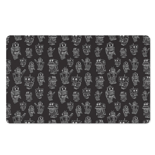 Black And White Robot Pattern Print Polyester Doormat