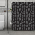 Black And White Robot Pattern Print Polyester Shower Curtain
