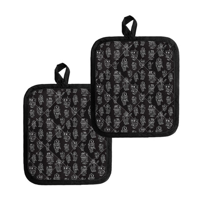 Black And White Robot Pattern Print Pot Holders