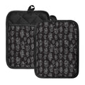 Black And White Robot Pattern Print Pot Holders With Pocket