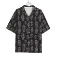 Black And White Robot Pattern Print Rayon Hawaiian Shirt