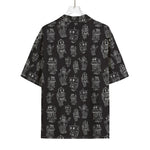 Black And White Robot Pattern Print Rayon Hawaiian Shirt