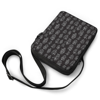 Black And White Robot Pattern Print Rectangular Crossbody Bag
