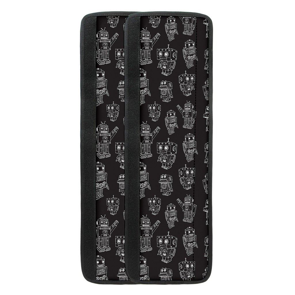 Black And White Robot Pattern Print Refrigerator Handle Covers