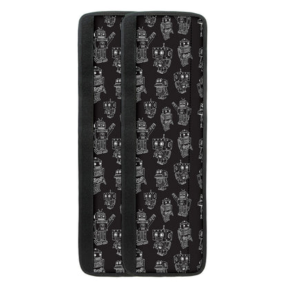Black And White Robot Pattern Print Refrigerator Handle Covers