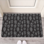 Black And White Robot Pattern Print Rubber Doormat