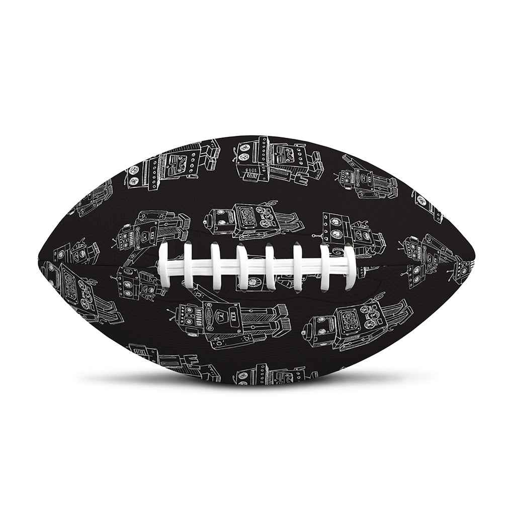 Black And White Robot Pattern Print Rugby Ball
