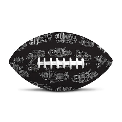 Black And White Robot Pattern Print Rugby Ball