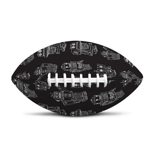 Black And White Robot Pattern Print Rugby Ball