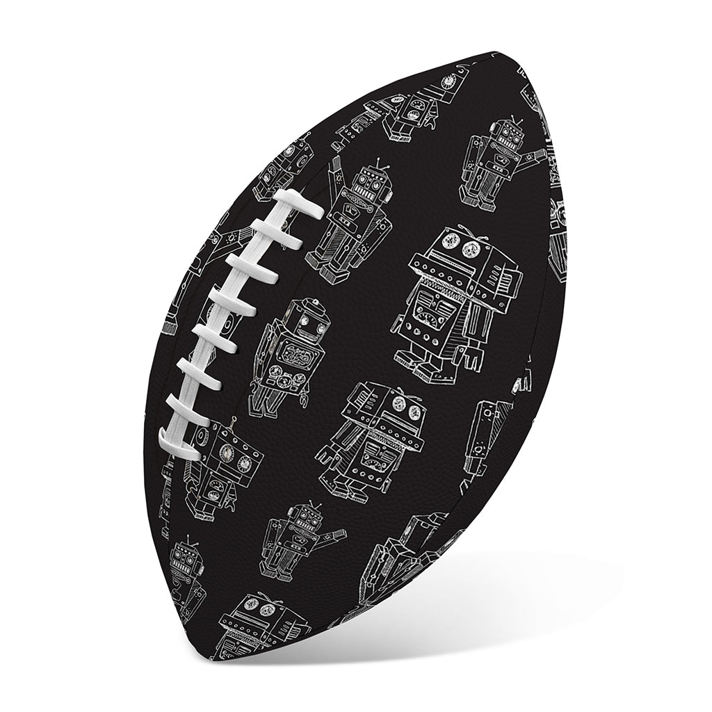 Black And White Robot Pattern Print Rugby Ball