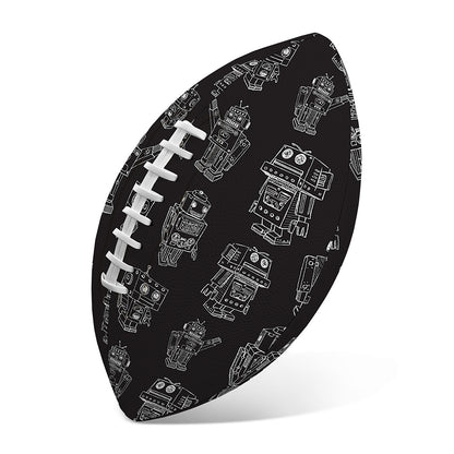 Black And White Robot Pattern Print Rugby Ball