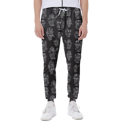 Black And White Robot Pattern Print Scuba Joggers