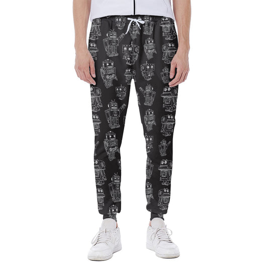 Black And White Robot Pattern Print Scuba Joggers
