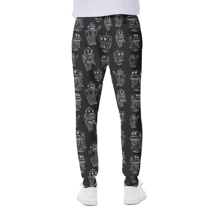 Black And White Robot Pattern Print Scuba Joggers