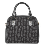 Black And White Robot Pattern Print Shoulder Handbag