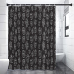 Black And White Robot Pattern Print Shower Curtain