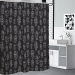 Black And White Robot Pattern Print Shower Curtain