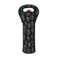 Black And White Robot Pattern Print Single Neoprene Wine Tote
