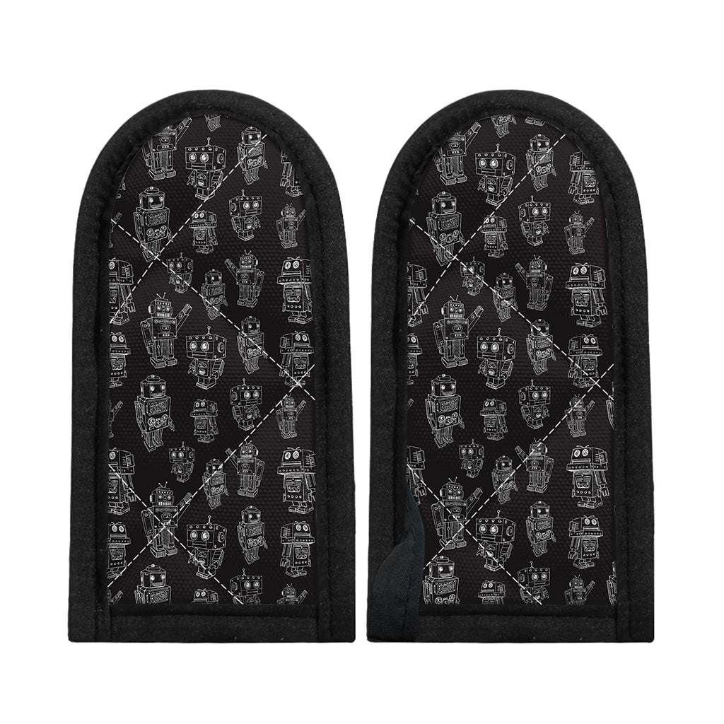 Black And White Robot Pattern Print Skillet Handle Cover