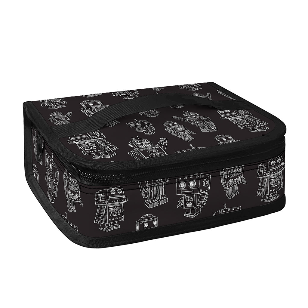 Black And White Robot Pattern Print Small Lunch Bag