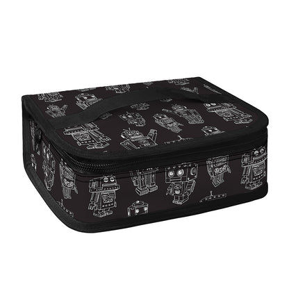 Black And White Robot Pattern Print Small Lunch Bag