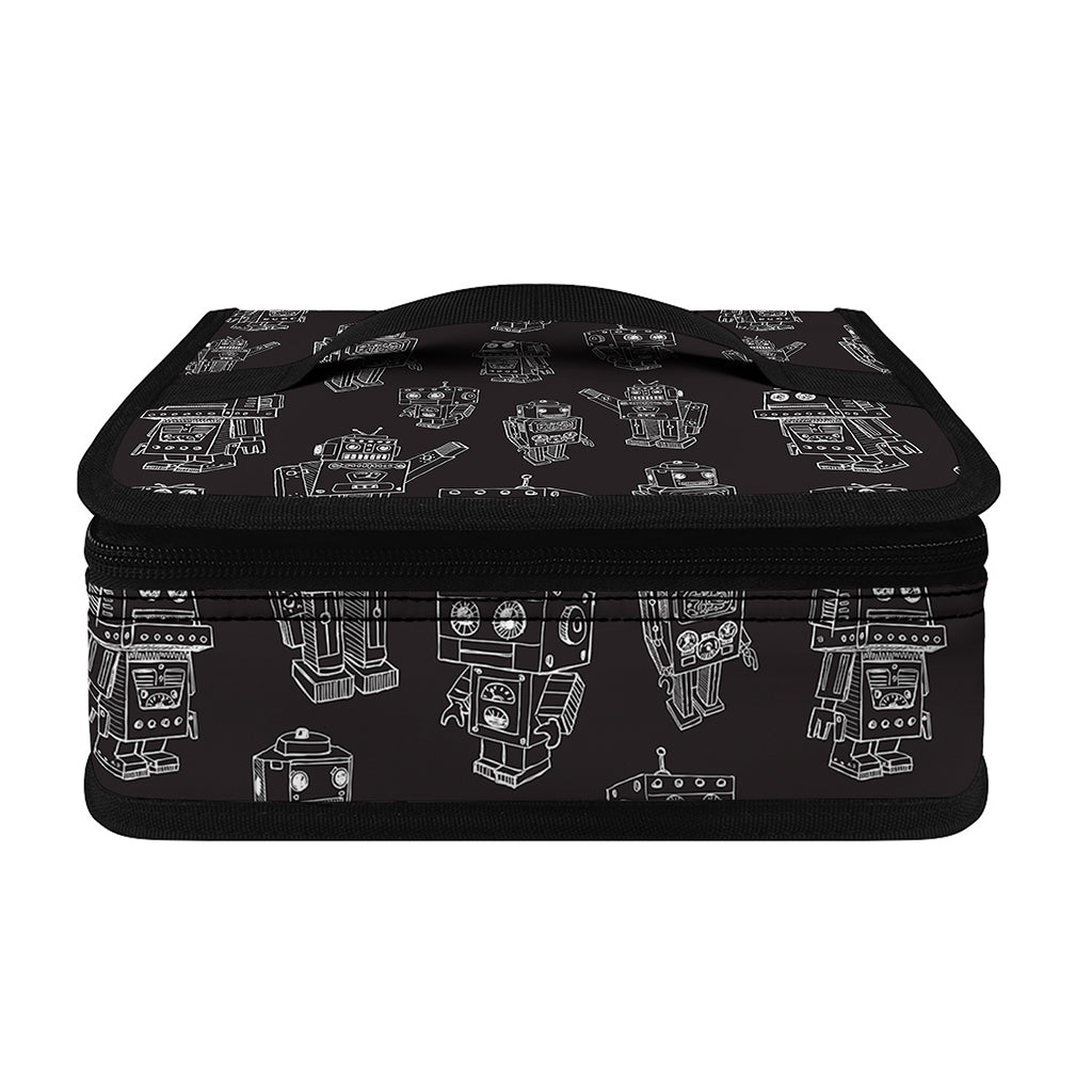 Black And White Robot Pattern Print Small Lunch Bag